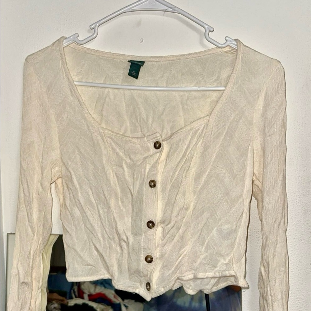 Cream Button-Up Women's Top
